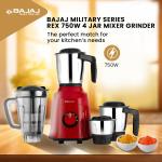 Bajaj Military Series Rex 750W 4 Jar Mixer Grinder