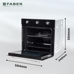 Faber 80L Black Finish Built-In Oven Push/Pull Knob Control with Digital Display 4 Cooking Functions with Grill Rack Universal Pan FBIO 4F BK with 1Yr Comprehensive Warranty