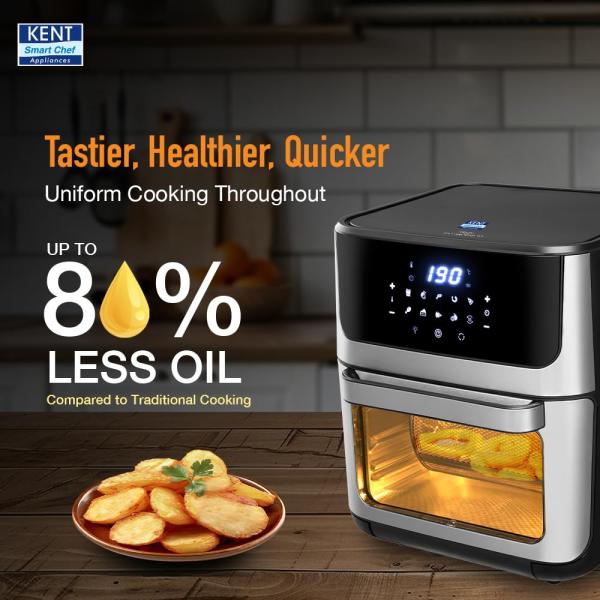 KENT Digital Air Fryer Oven 12L | 1800W | 360° Rapid Heat Circulation | 10 Preset Menus | Bake, Grill & Roast |