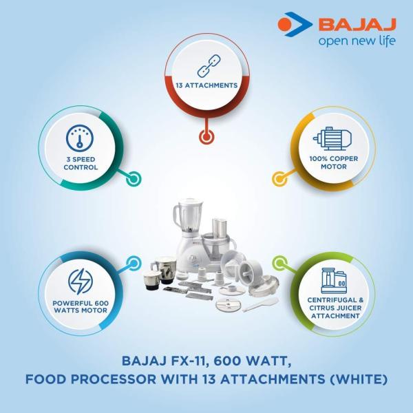 Bajaj Food Factory FX 11 600 Watts Food Processor (White)