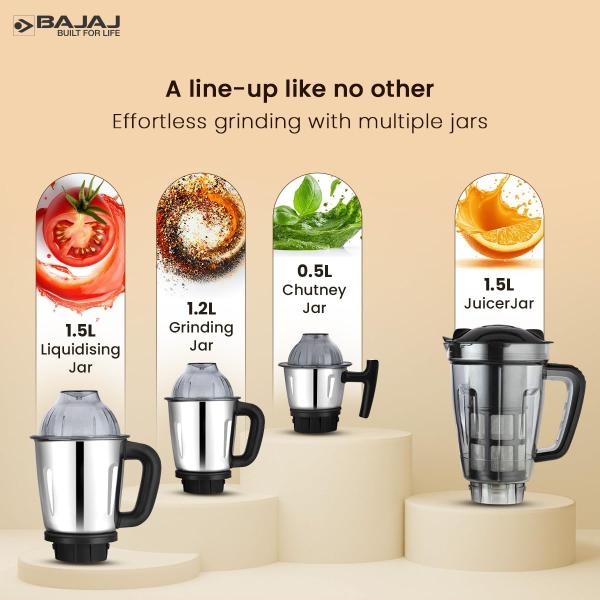 Bajaj Military Series Glamore 1000 W Mixer Grinder With 4 Jars