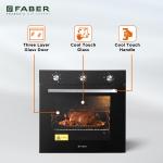 Faber 80L Built-In Black Finish Oven Push/Pull Knob Control with Digital Display 6 Cooking Functions with Rotisserie Grill Rack Universal Pan Free 1 Year Extended warranty