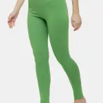 Ankle Length Leggings Cotton Light Green