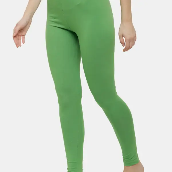 Ankle Length Leggings Cotton Light Green