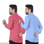 Solid Spread Collar Casual Full Sleeve Cotton Shirt | ( Pack Of 2 Shirt )