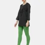 Ankle Length Leggings Cotton Light Green