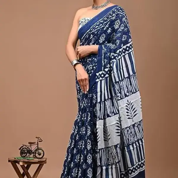  Jaipuri Hand Block Printed Daily Wear Soft Cotton Mulmul Saree