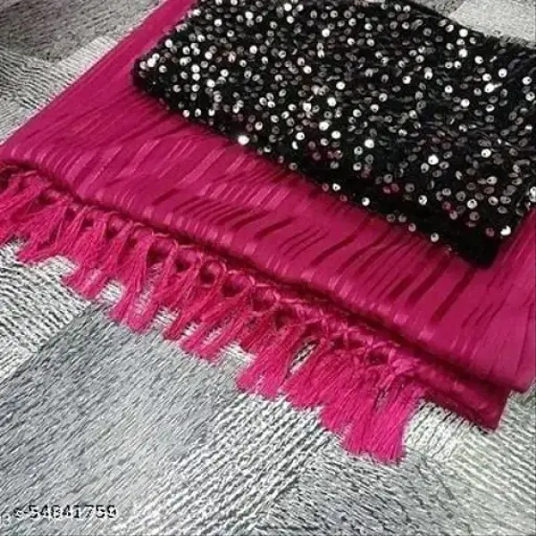 Georgette Pink Tassels and Latkans Saree
