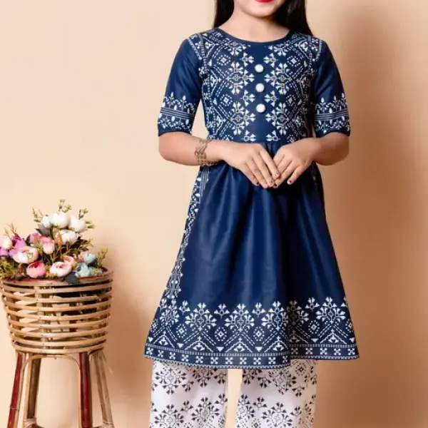 Girls plazo & Dresses Blue