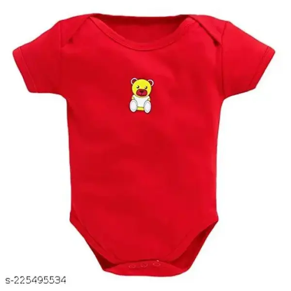 00% Cotton Baby Bodysuit Short Sleeve Half Romper Pack of 3 Soft & Comfortable for Kids Red