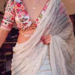Womens Georgett Embroidered Saree