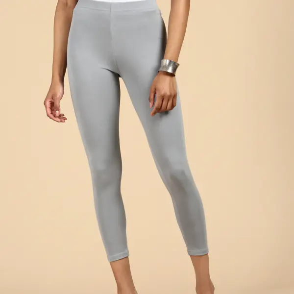 Premium Ankle Length Leggings Cotton Light Green