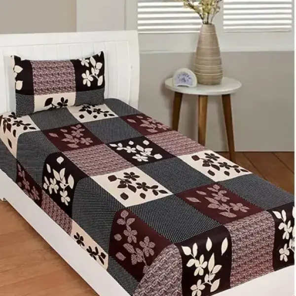 3D Printed PolyCotton 1 SingleBed Bedsheet with 1 Pillow Covers