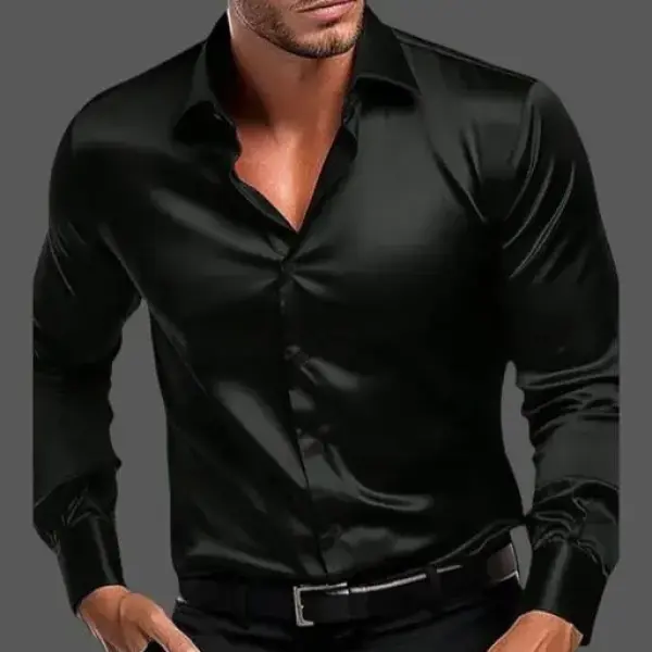 Men Regular Fit Solid Spread Collar Casual Shirt for partywear -Black