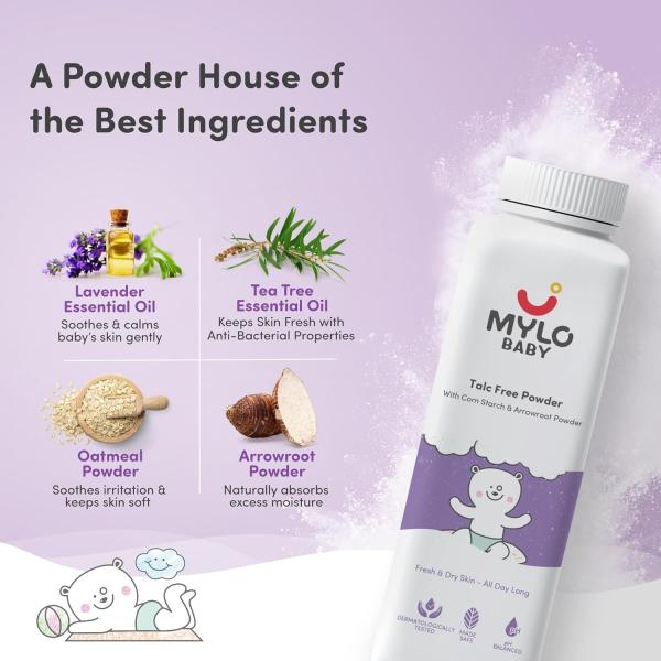Mylo Care Talc-Free Baby Powder with Corn Starch