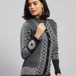 Monte Carlo Womens Self Design Round Neck Full Sleeve Cardigan