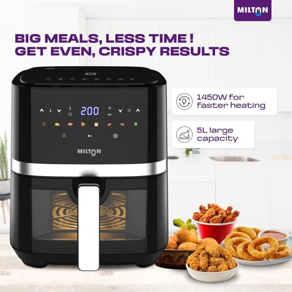 Milton Rapid Digital Air Fryer 5L | 1450W | 360° High Speed Air Circulation