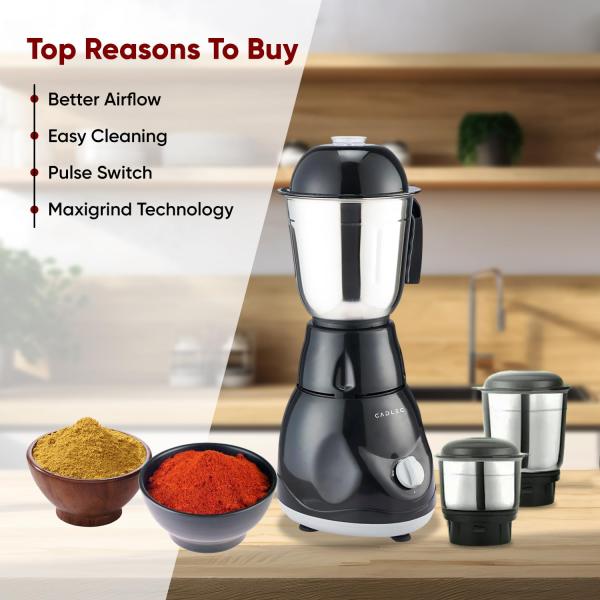 Cadlec Bullet 3 Jar Mixer Grinder | High-Power Motor Juicer | Blender & Mixer | Durable ABS Body | Multi-Function for Juicing, Blending & Grinding | 2-Year Warranty