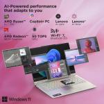 Lenovo Yoga7 2-in-1 AMD Ryzen AI 7 350(24GB RAM/1TB SSD/14 (35.5cm)/WUXGA OLED/50 Tops NPU/Copilot+ PC/Windows 11/Office Home 2024/Yoga Pen/1Yr ADP/Seashell/1.38Kg)