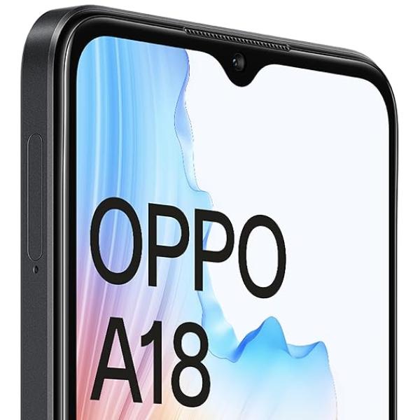 Oppo A18 (Glowing Black, 4GB RAM, 64GB Storage) | 6.56" HD 90Hz Waterdrop Display | 5000 mAh Battery