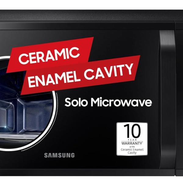 Samsung 23 L Solo Microwave Oven (MS23A3513AK/TL, Black Auto Cook Programs Child Safety Lock Memory Feature Deodorization Ceramic Enamel Cavity with 10 year warranty)