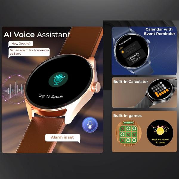 Titan Crest 1.43” AMOLED Smart Watch for Productivity with BT Calling