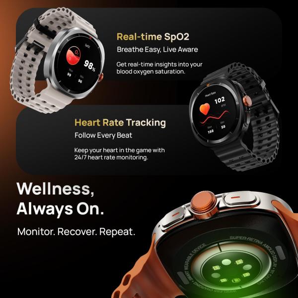 Fire-Boltt Axiom Round Smart Watch 1.43″ Super AMOLED Display with Always‑On Mode, Bluetooth Calling