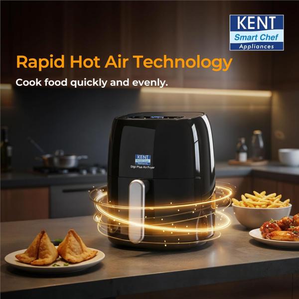 KENT Digi Plus Air Fryer | 4L Capacity & 1300W | Fry, Grill, Roast & Bake