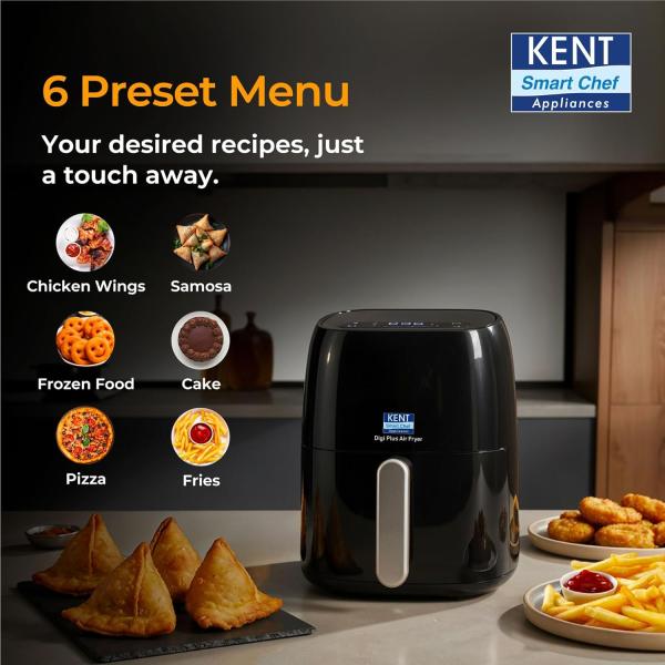 KENT Digi Plus Air Fryer | 4L Capacity & 1300W | Fry, Grill, Roast & Bake