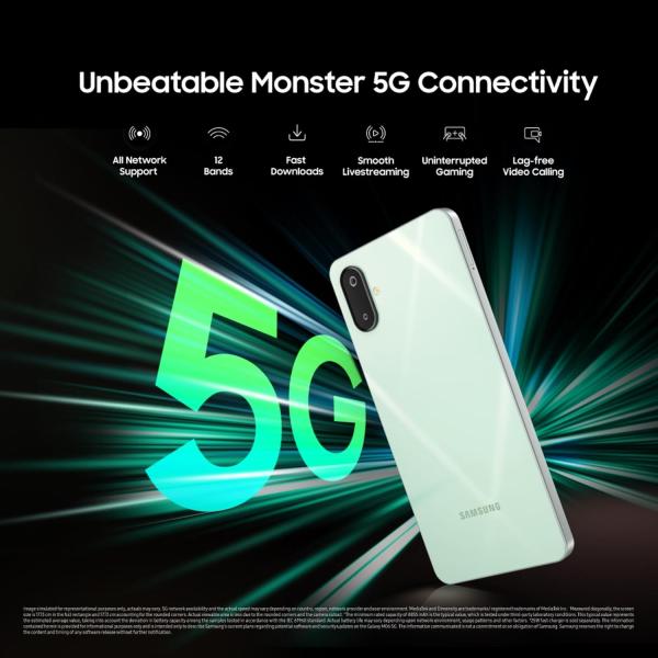 Samsung Galaxy M06 5G (Blazing Black, 4GB RAM, 128 GB Storage) | MediaTek Dimensity 6300 | AnTuTu Score 422K+ | 12 5G Bands | 25W Fast Charging | 4 Gen. of OS Upgrades | Without Charger