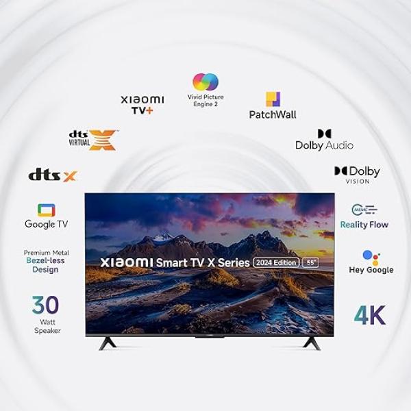 Mi Xiaomi 138 cm (55 inches) X Series 4K LED Smart Google TV L55MA-AIN (Black)