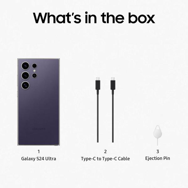 Samsung Galaxy S24 Ultra 5G AI Smartphone with Galaxy AI (Titanium Violet, 12GB, 512GB Storage), Snapdragon 8 Gen 3, 200 MP Camera with ProVisual Engine and 5000mAh Battery