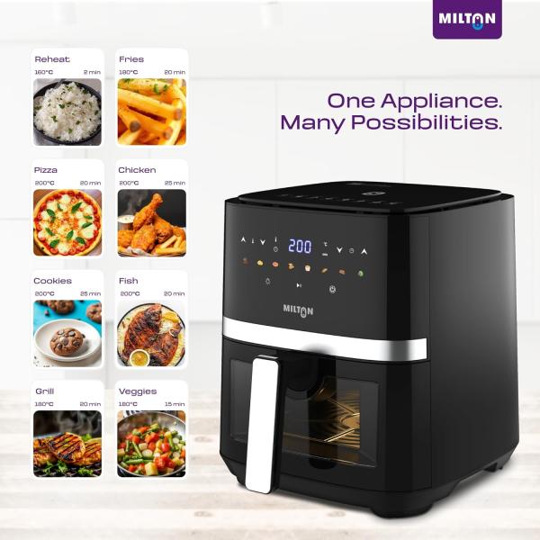 Milton Rapid Digital Air Fryer 5L | 1450W | 360° High Speed Air Circulation
