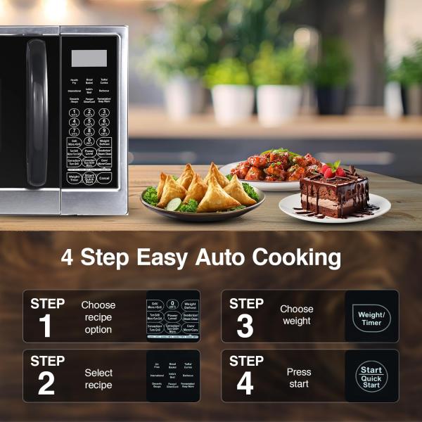 Godrej 30 L Convection Microwave Oven With Rotisserie, Stainless Steel Cavity, Dual Grill Technology and 375 Instacook Menus (GME 530 CR1 SZ, Black)