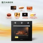Faber 80L Built-In Black Finish Oven Push/Pull Knob Control with Digital Display 6 Cooking Functions with Rotisserie Grill Rack Universal Pan Free 1 Year Extended warranty