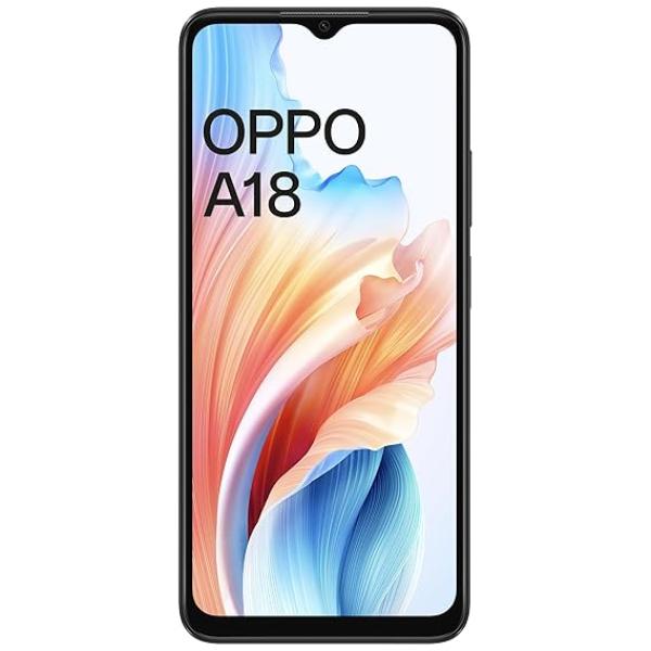 Oppo A18 (Glowing Black, 4GB RAM, 64GB Storage) | 6.56" HD 90Hz Waterdrop Display | 5000 mAh Battery