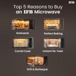 IFB 30L Convection Microwave Oven with 101 Standard Cook Menus(30 Black 360 Degree Motorized Rotisserie Weight Defrost Steam Clean Grill & 4 combi cook modes 10Power Levels)