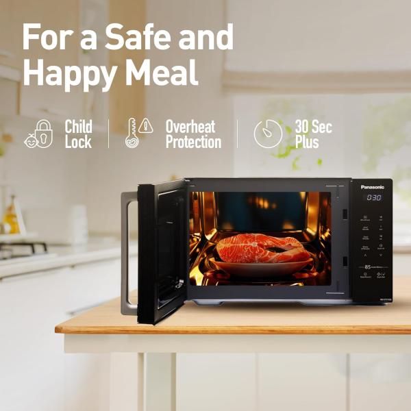 Panasonic 25L Solo Microwave Oven (NN-ST310QBFG, Black, 85 Auto Cook Menus)