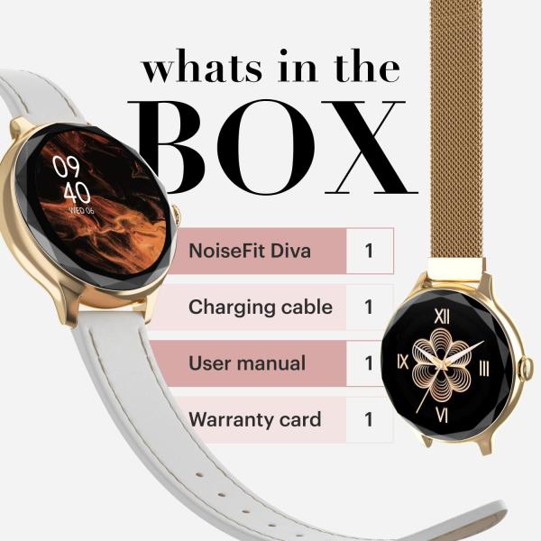 Noise Diva Smartwatch with Diamond Cut dial, Glossy Metallic Finish, AMOLED Display,