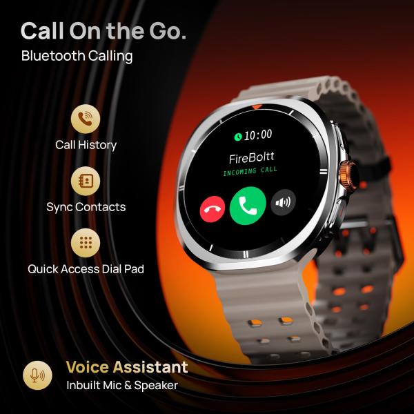 Fire-Boltt Axiom Round Smart Watch 1.43″ Super AMOLED Display with Always‑On Mode, Bluetooth Calling