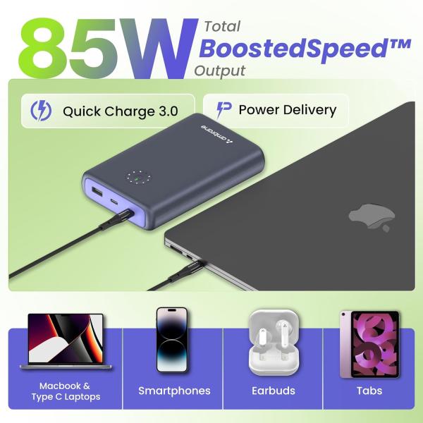 Ambrane 85W Fast Charging Powerbank for MacBook,