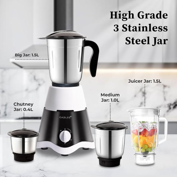 Cadlec JarGenie 4 Jar 750 Watt Mixer Grinder | High-Power Juicer, Blender & Mixer