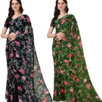 Georgette Floral Printed Multicolor Woman Saree