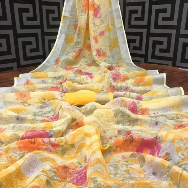  Linen Print Desiner Saree