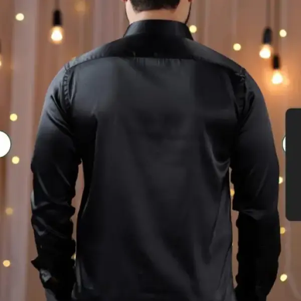 Men Regular Fit Solid Spread Collar Casual Shirt for partywear -Black