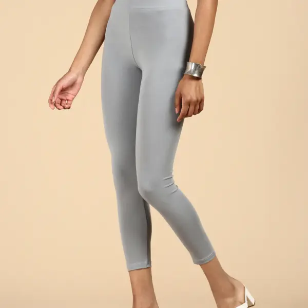 Premium Ankle Length Leggings Cotton Light Green