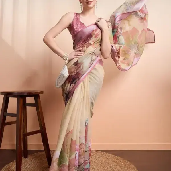  Printed Linen Saree