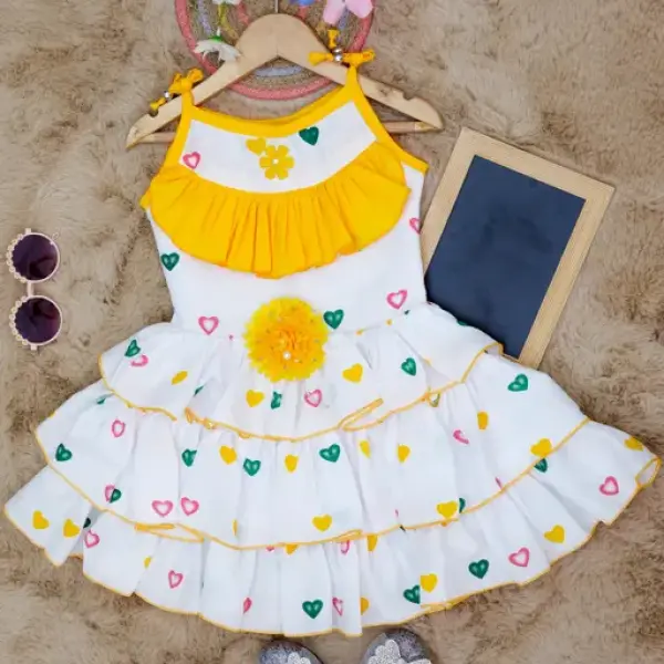 Trendy Flawsome Elegant Girls Frocks & Dresses Yellow
