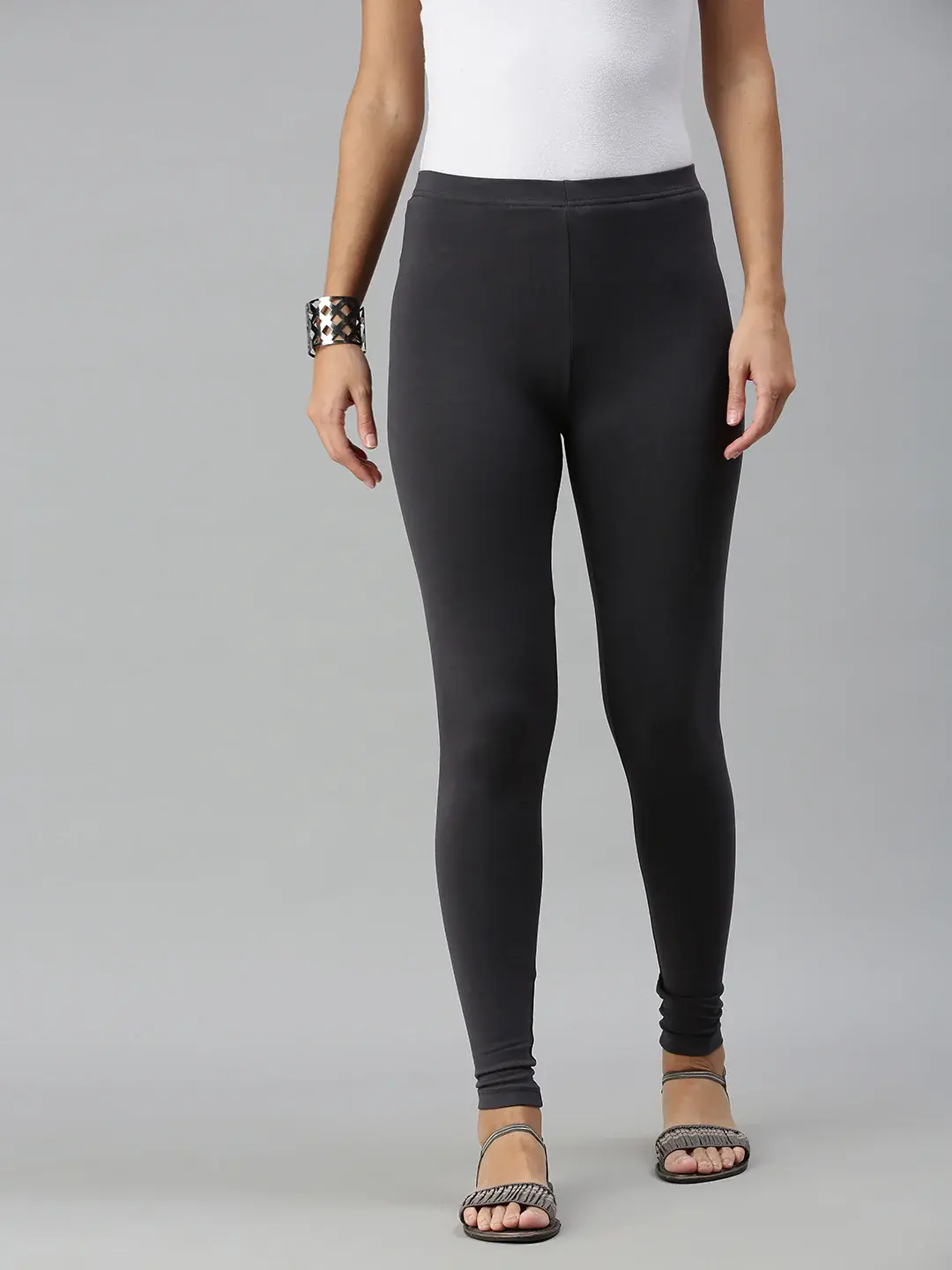 Premium Ankle Length Leggings Cotton Dark Grey