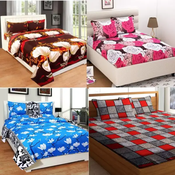 Double Floral Bedsheet (Pack of 4, multicolor1111)